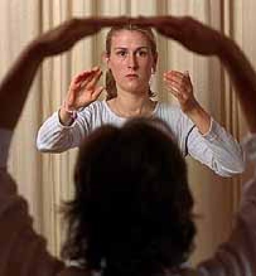 PATRICIA MULDER (FOREGROUND), TAKES A CLIENT THROUGH A EURYTHMY SESSION AT THE PARK ATTWOOD CLINIC IN WORCESTERSHIRE.     PHOTO:PHIL COBURN